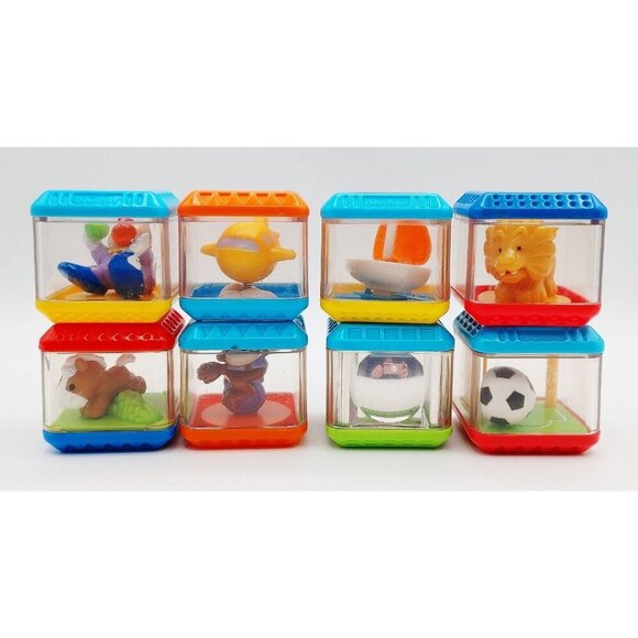 Fisher Price Peek A Boo Replacement Blocks Sensory Cubes Lot of 8 - Picture 1 of 9